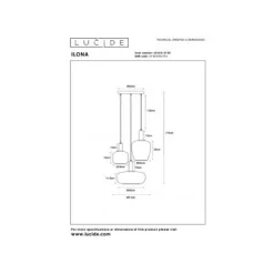Lucide ILONA Hanglamp-Zwart-3xE27-40W-Glas
