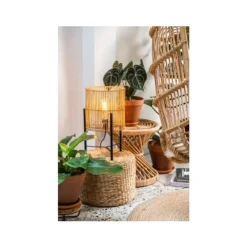 Lucide JANTINE - Tafellamp - Ø 30 cm - 1xE27 - Licht hout