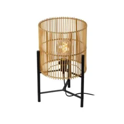 Lucide JANTINE - Tafellamp - Ø 30 cm - 1xE27 - Licht hout