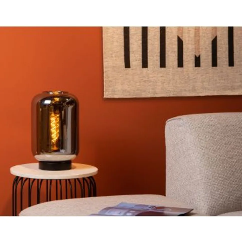 Lucide JOANET Tafellamp-Fumé-Ø22-1xE27-40W-Glas