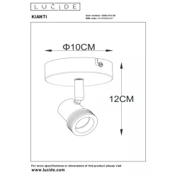 Lucide KIANTI - Wandspot / Wandlamp - Ø 10 cm - 1xGU10 - Zwart
