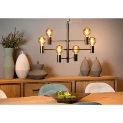 Lucide LEANNE - Hanglamp - 6xE27 - Zwart Lucide