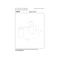 Lucide LEANNE - Wandlamp - 1xE27 - Zwart
