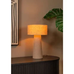 Lucide LEEROY Tafellamp-Taupe-1xE27-240W-Linnen