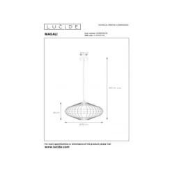 Lucide MAGALI - Hanglamp - Ø 56 cm - 1xE27 - Zwart