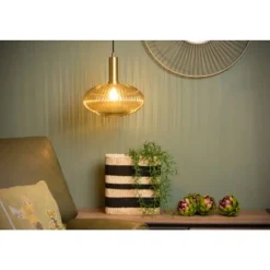 Lucide MALOTO - Hanglamp - Ø 30 cm - 1xE27 - Amber
