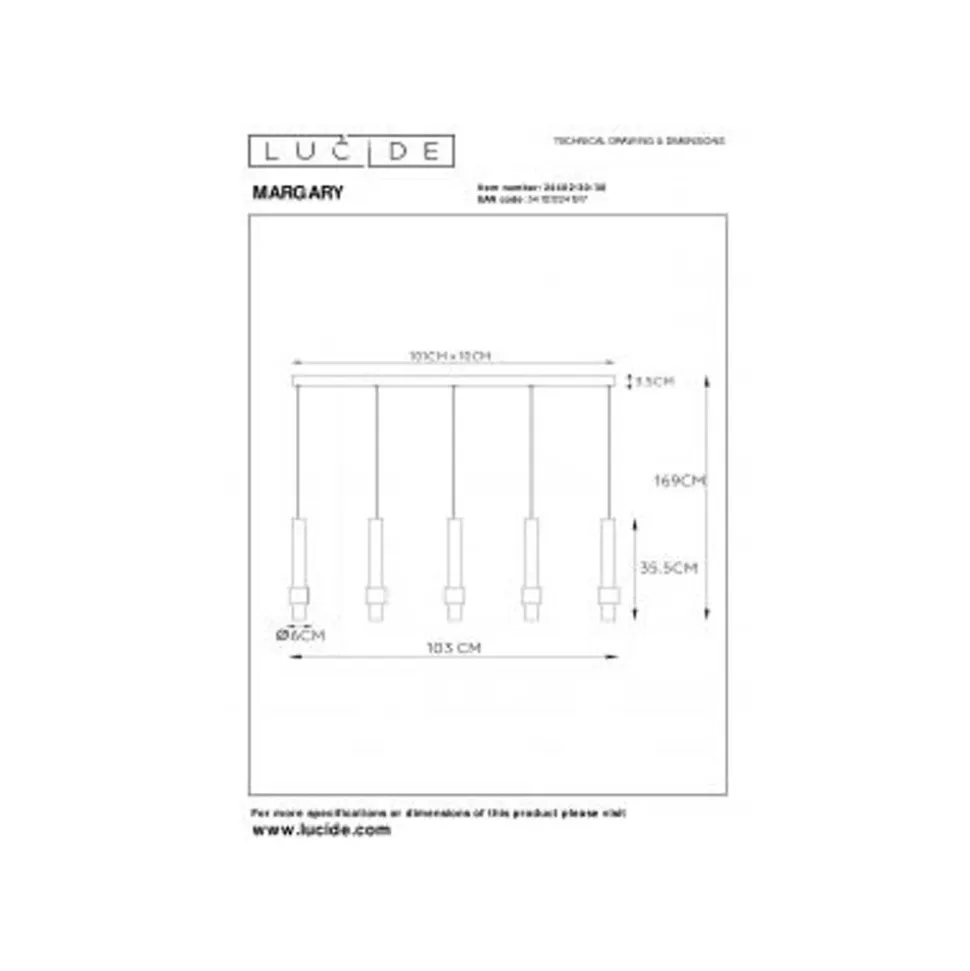 Lucide MARGARY Hanglamp-Zwart-LED Dimb.-4,2W-2700K