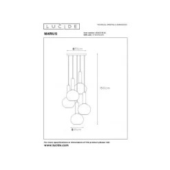 Lucide MARIUS Hanglamp-Zwart-Ø55-5xE27-40W-Glas