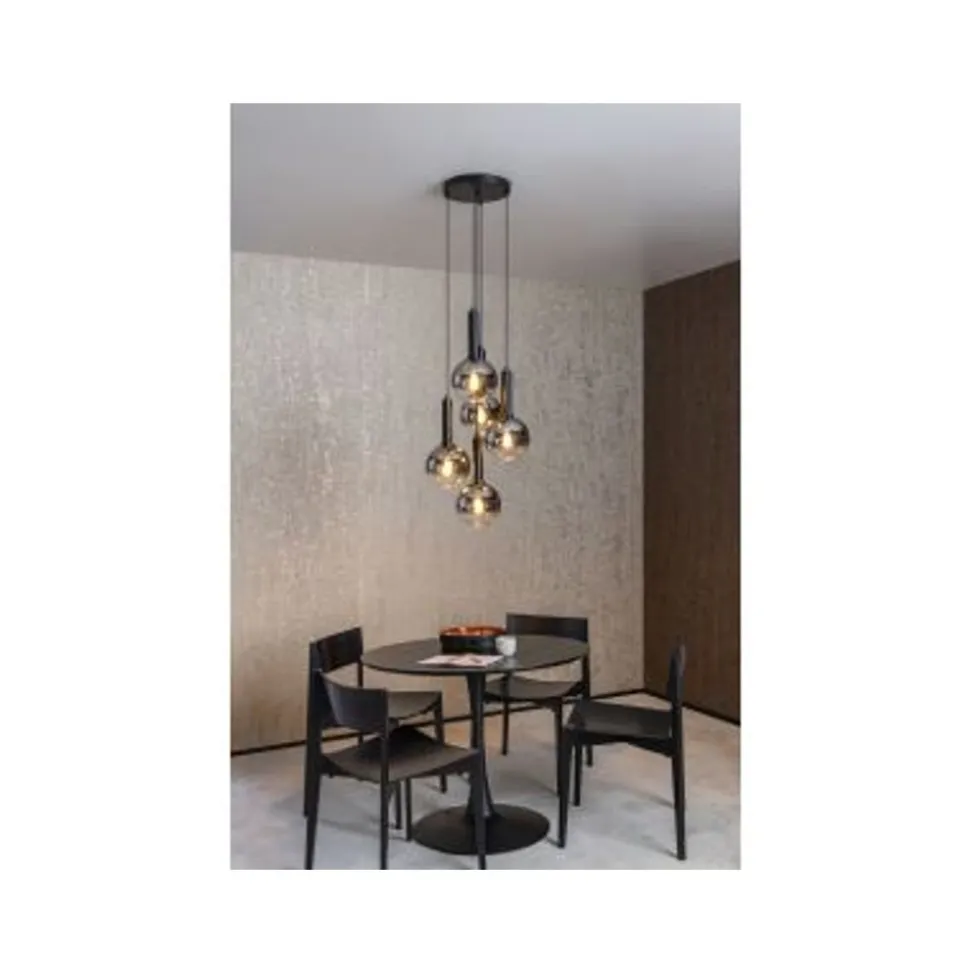 Lucide MARIUS Hanglamp-Zwart-Ø55-5xE27-40W-Glas