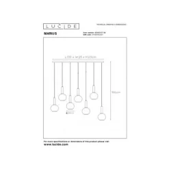 Lucide MARIUS Hanglamp-Zwart-7xE27-40W-Glas