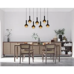 Lucide MARIUS Hanglamp-Zwart-7xE27-40W-Glas