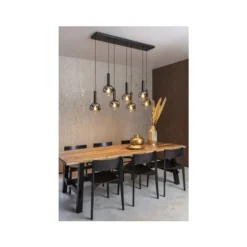 Lucide MARIUS Hanglamp-Zwart-7xE27-40W-Glas