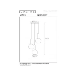 Lucide MARIUS Hanglamp-Zwart-Ø48,5-3xE27-40W-Glas