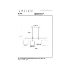 Lucide MAYA Hanglamp-Beige-4xE27-40W-Katoen