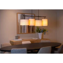 Lucide MAYA Hanglamp-Beige-4xE27-40W-Katoen