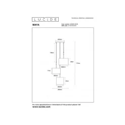 Lucide MAYA Hanglamp-Zwart-Ø46-3xE27-40W-Katoen