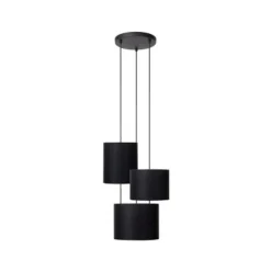 Lucide MAYA Hanglamp-Zwart-Ø46-3xE27-40W-Katoen