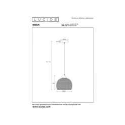 Lucide MESH Pendel E27 Ø22cm H 20cm Zwart