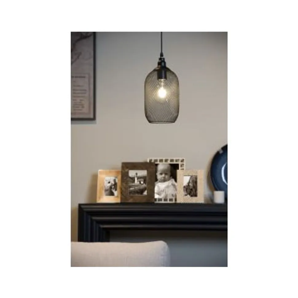 Lucide MESH Pendel E27 Ø15cm H 29cm Zwart
