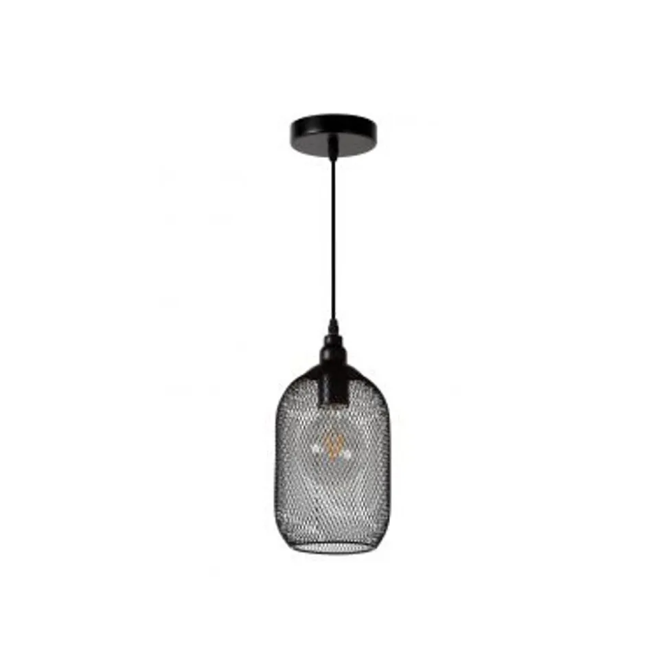 Lucide MESH Pendel E27 Ø15cm H 29cm Zwart