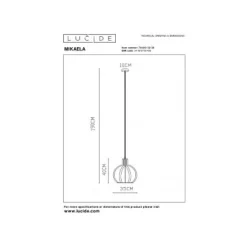 Lucide MIKAELA - Hanglamp - Ø 35 cm - 1xE27 - Zwart
