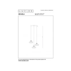 Lucide MIKAELA Hanglamp-Zwart-Ø32-3xE14-5W-Metaal