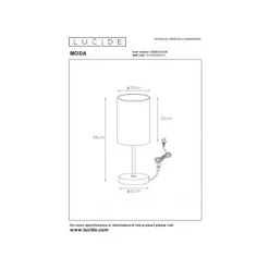 Lucide MODA - Tafellamp - Ø 13 cm - 1xE27 - Grijs