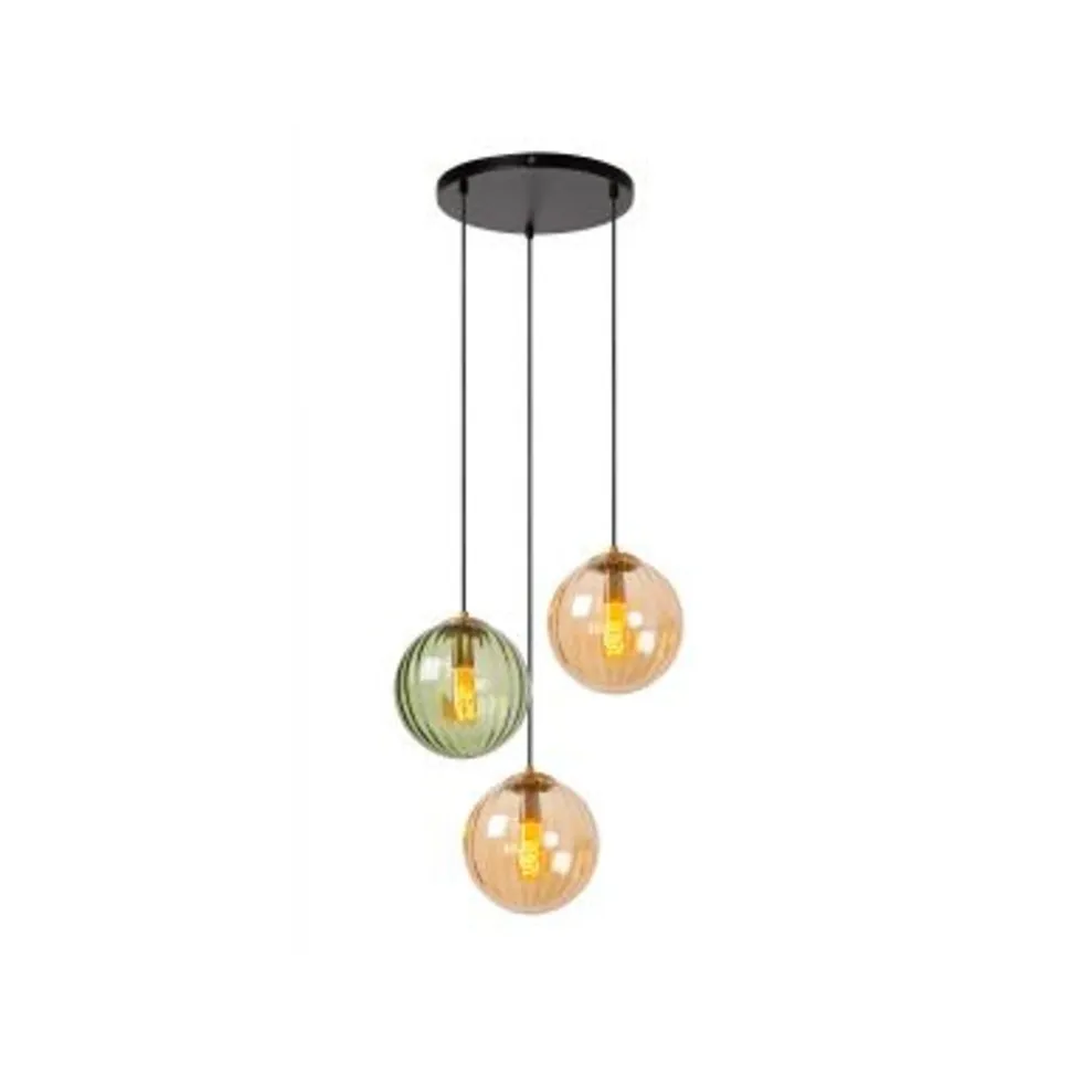 Lucide MONSARAZ Hanglamp-Groen-Ø35-3xE27-40W-Glas
