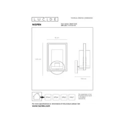 Lucide NISPEN Wandlicht IP44 E14 H33cm Zwart