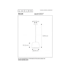 Lucide NOLAN - Hanglamp - Ø 24 cm - 1xE27 - Zwart