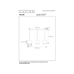 Lucide NOLAN - Hanglamp - 3xE27 - Zwart