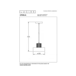Lucide OPHELIA - Hanglamp - Ø 20 cm - 1xE27 - Zwart