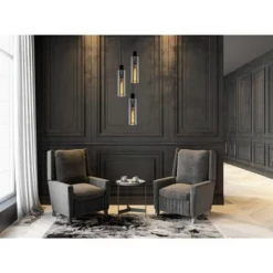 Lucide ORLANDO Hanglamp 3xE27/60W Zwart/Smoke glas