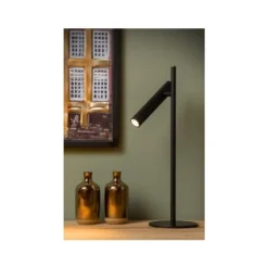 Lucide PHILON - Tafellamp - Ø 13 cm - LED Dimb. - 1x4,5W 3000K - Zwart