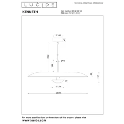 Lucide Premium KENNETH - Hanglamp - Ø 60 cm - LED Dimb. - 1x16W 2700K - Zwart