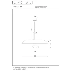 Lucide Premium KENNETH - Hanglamp - Ø 80 cm - LED Dimb. - 1x22W 2700K - Zwart