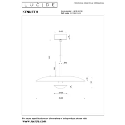 Lucide Premium KENNETH - Hanglamp - Ø 40 cm - LED Dimb. - 1x12W 2700K - Zwart