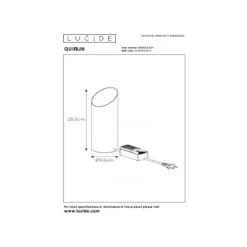 Lucide QUIRIJN - Tafellamp - Ø 9,6 cm - 1xE27 - Wit