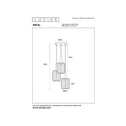 Lucide RAFAL Hanglamp-Grijs-Ø50-3xE27-40W-Vilt