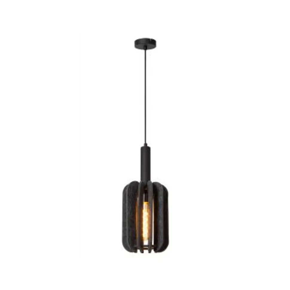 Lucide RAFAL Hanglamp-Grijs-Ø20-1xE27-40W-Vilt