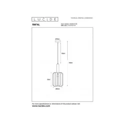 Lucide RAFAL Hanglamp-Grijs-Ø20-1xE27-40W-Vilt