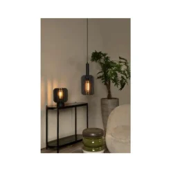 Lucide RAFAL Hanglamp-Grijs-Ø20-1xE27-40W-Vilt