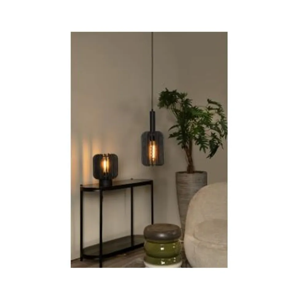 Lucide RAFAL Hanglamp-Grijs-Ø20-1xE27-40W-Vilt