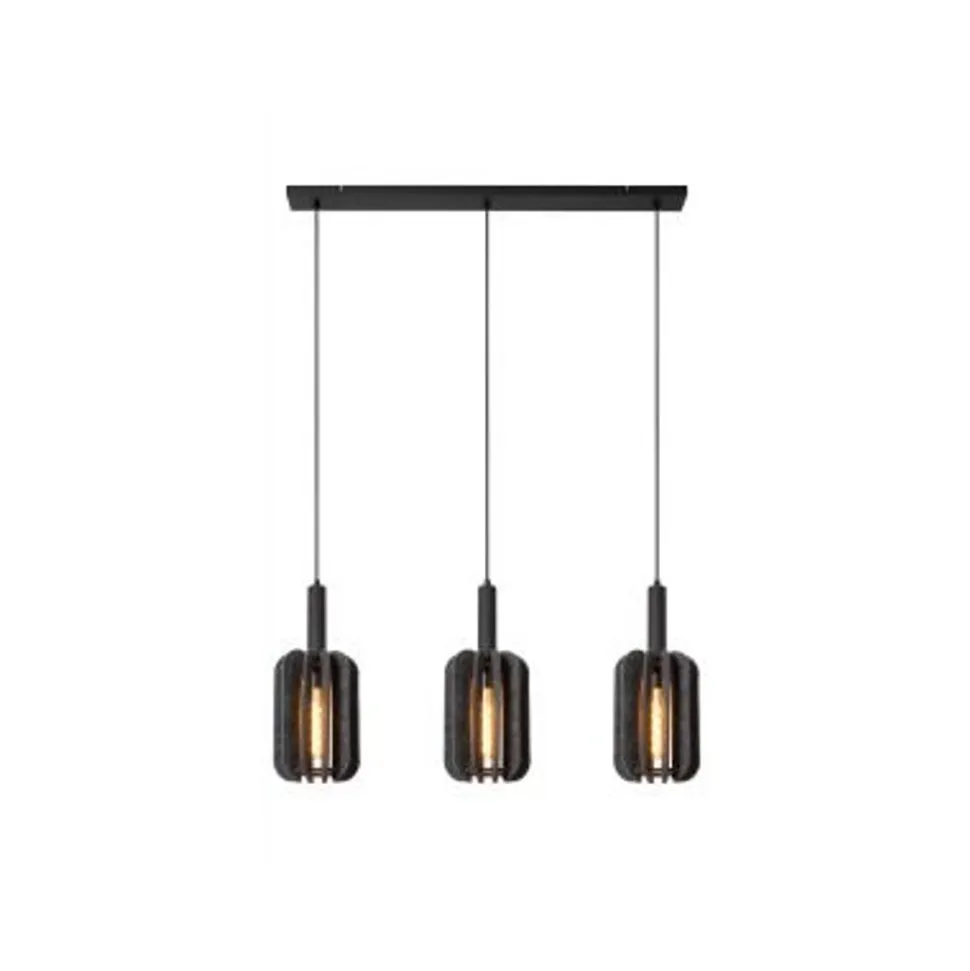 Lucide RAFAL Hanglamp-Grijs-3xE27-40W-Vilt