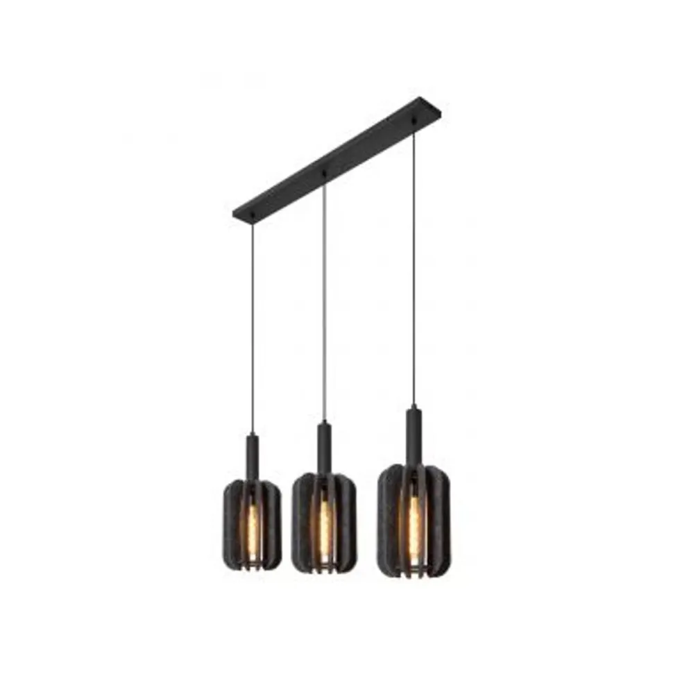 Lucide RAFAL Hanglamp-Grijs-3xE27-40W-Vilt