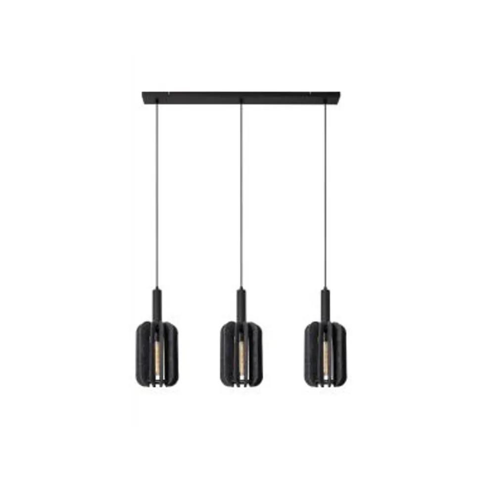 Lucide RAFAL Hanglamp-Grijs-3xE27-40W-Vilt
