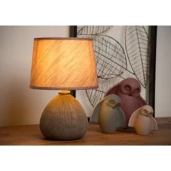 Lucide RAMZI - Tafellamp - Ø 18 cm - 1xE14 - Bruin