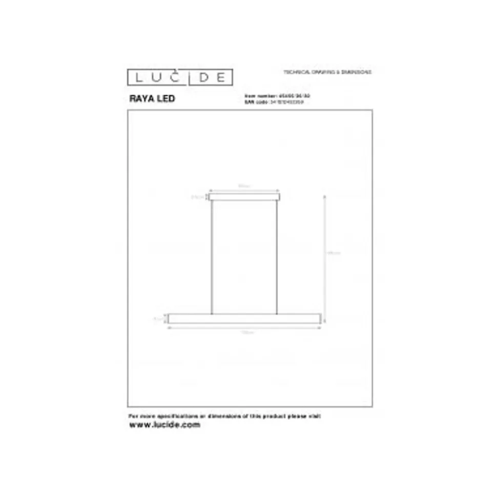 Lucide RAYA LED Hanglamp-Zwart-LED Dimb.-36W-2700K-Metaal