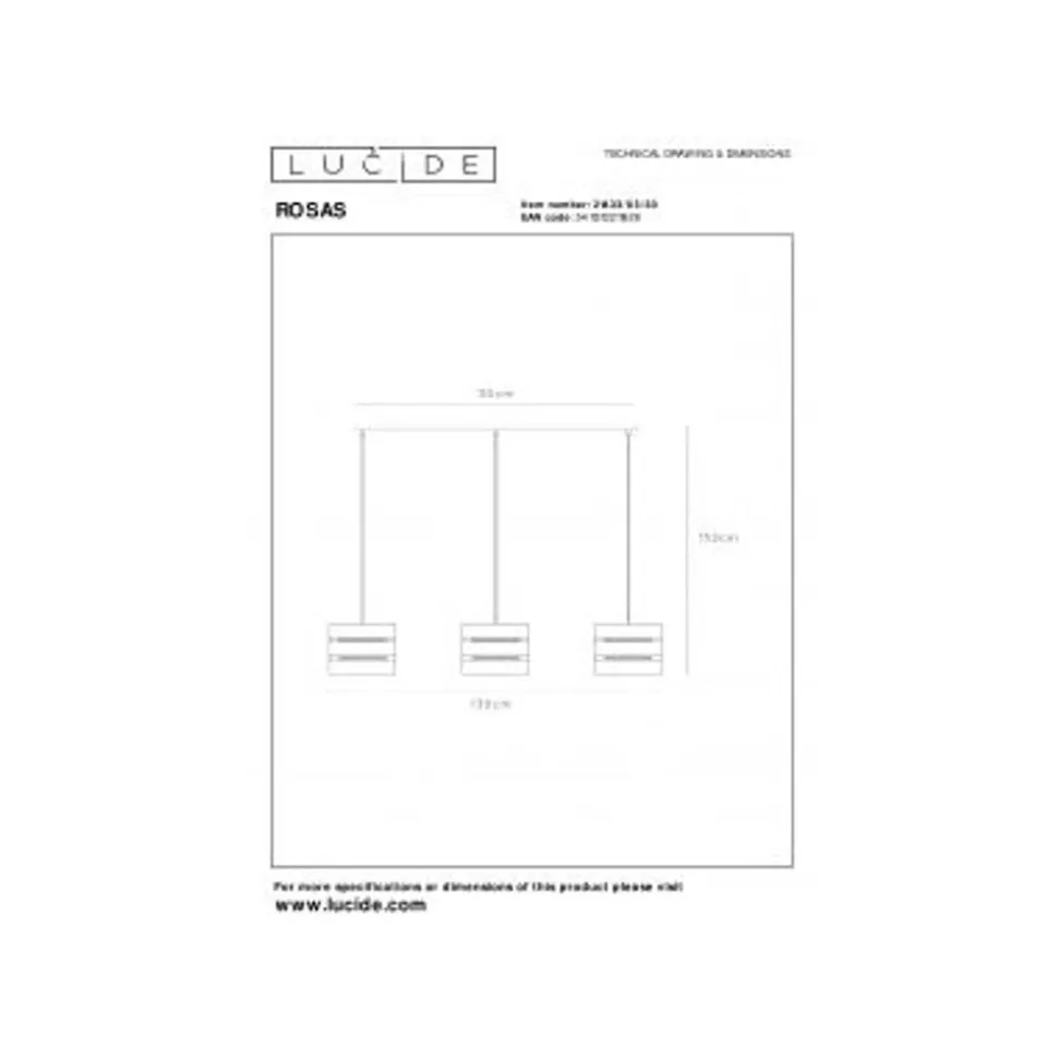 Lucide ROSAS Hanglamp-Zwart-3xE27-40W-Metaal