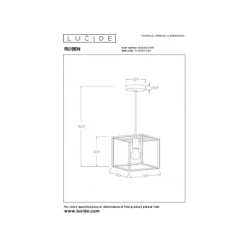 Lucide RUBEN Hanglamp 1x E27 40W Zwart / mat goud